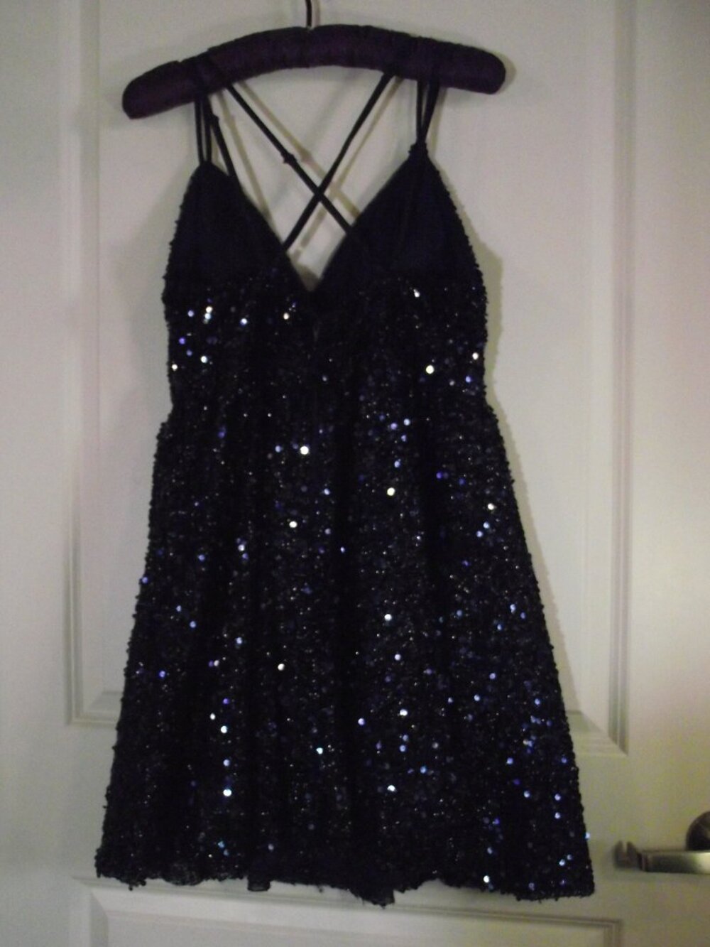 WOMENS sz.15/16 “pear culture” NAVY BLUE FORMAL SEQUENED MINI DRESS
